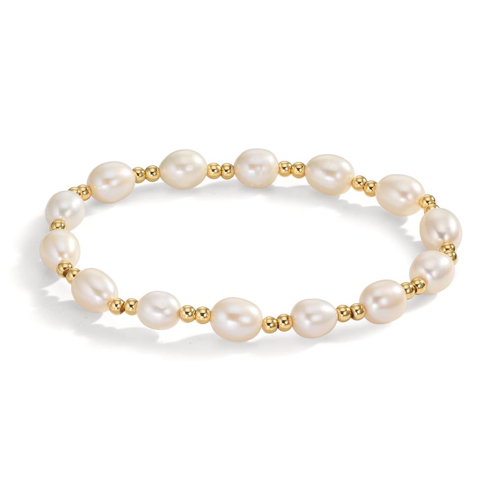 Armband rostfritt stål gul IP-belagd Sötvattensodlad pärla 6.5-7 mm 18.5 cm