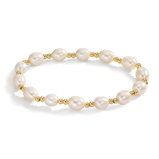 Armband rostfritt stål gul IP-belagd Sötvattensodlad pärla 6.5-7 mm 18.5 cm