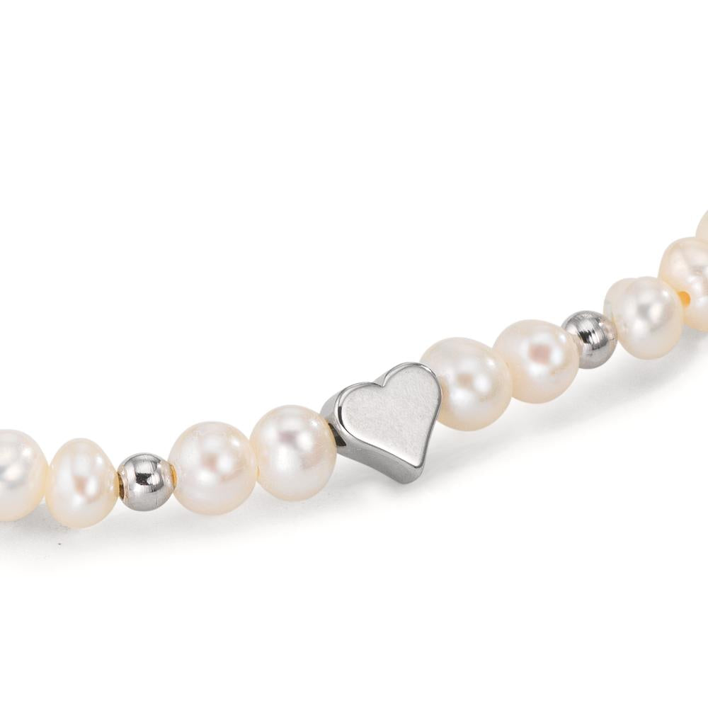 Armband rostfritt stål Sötvattensodlad pärla 5-5.5 mm Hjärta 17.5 cm