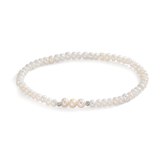 Armband rostfritt stål Sötvattensodlad pärla 3.5-4 mm 17 cm