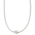 Collier rostfritt stål Sötvattensodlad pärla, 4 mm 43 cm
