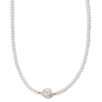 Collier rostfritt stål Sötvattensodlad pärla, 4 mm 43 cm