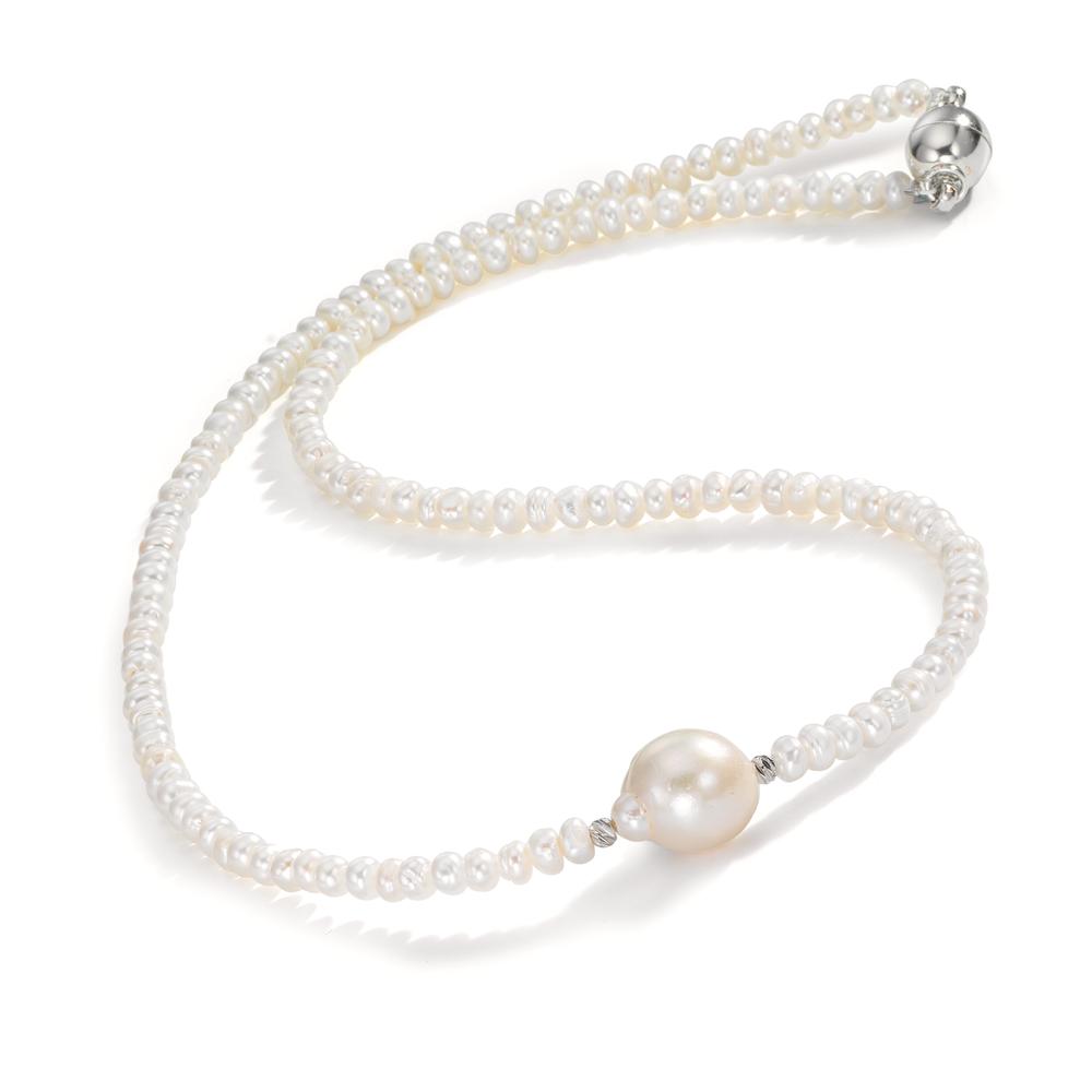 Collier rostfritt stål Sötvattensodlad pärla, 4 mm 43 cm