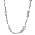 Collier rostfritt stål kristall silver Sötvattensodlad pärla silver 46 cm