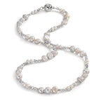 Collier rostfritt stål kristall silver Sötvattensodlad pärla silver 46 cm