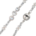 Collier rostfritt stål kristall silver Sötvattensodlad pärla silver 46 cm