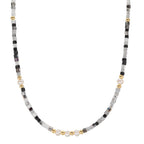 Collier rostfritt stål kristall gul IP-belagd Sötvattensodlad pärla, 5 Pärlor, 4.5 mm 43 cm