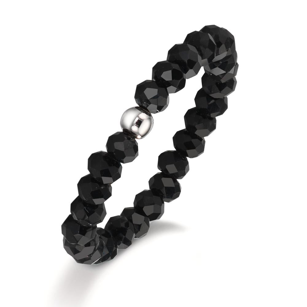Finger ring rostfritt stål kristall svart, 3 mm