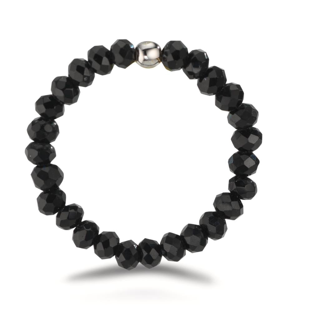 Finger ring rostfritt stål kristall svart, 3 mm