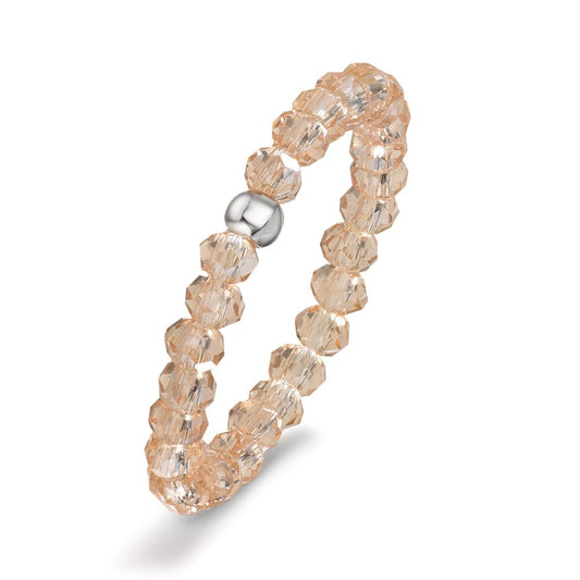 Finger ring rostfritt stål kristall champagne, 3 mm