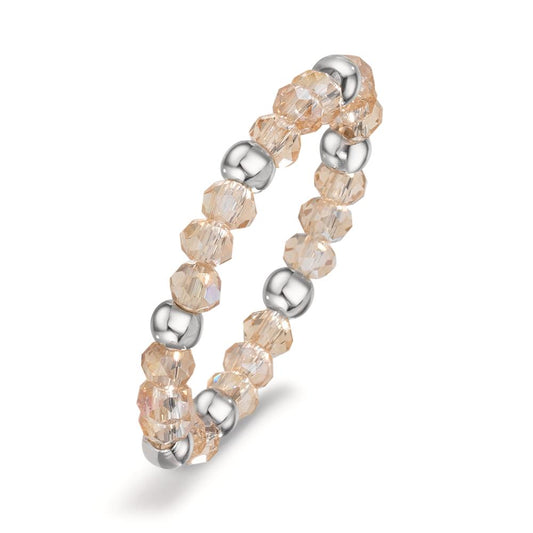 Finger ring rostfritt stål kristall champagne, 3 mm