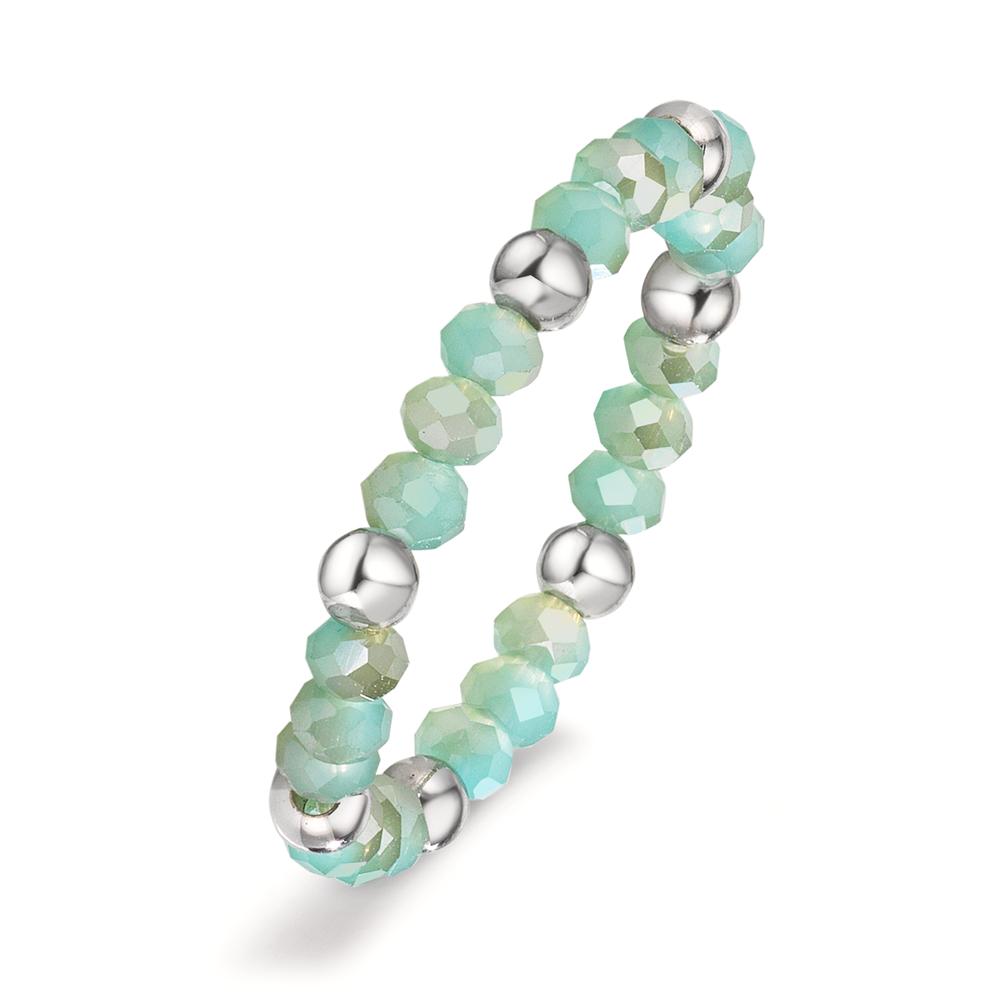Finger ring rostfritt stål kristall turkos, 3 mm