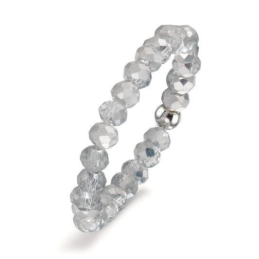 Finger ring rostfritt stål kristall silver, 3 mm