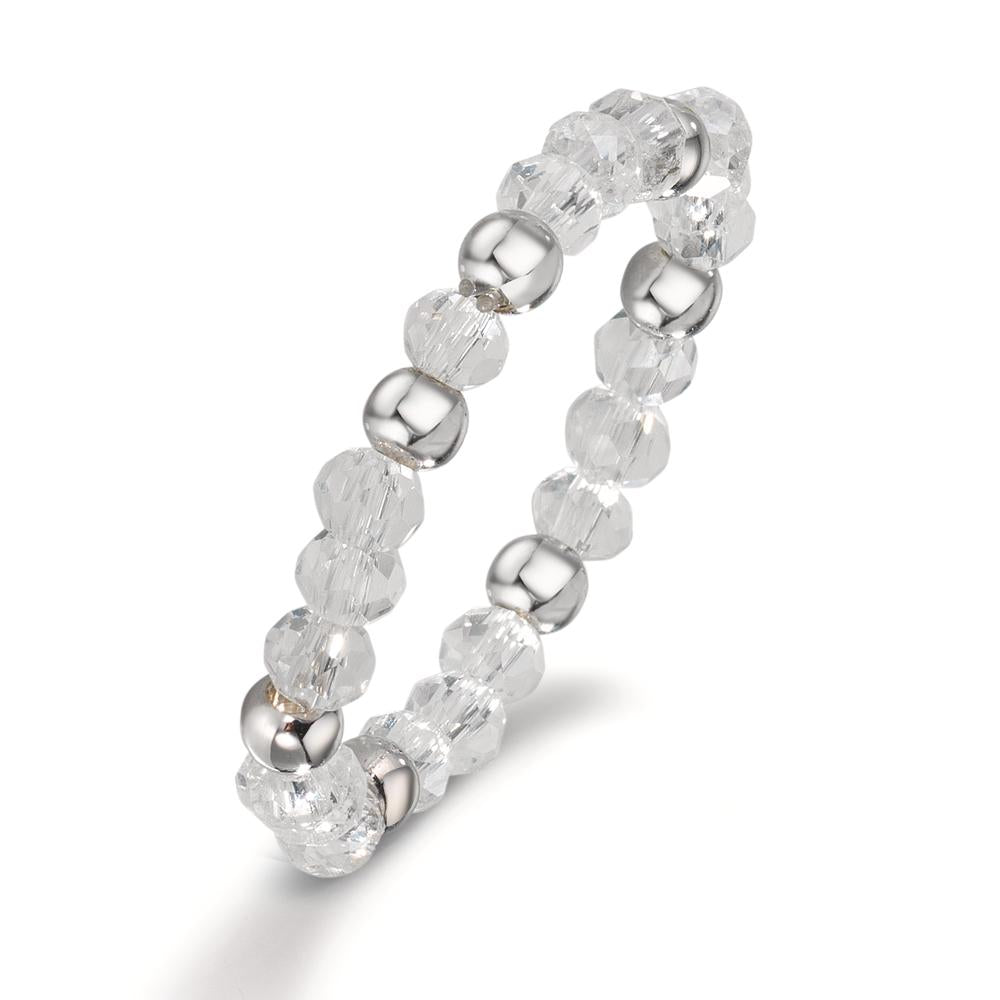 Finger ring rostfritt stål kristall vit, 3 mm