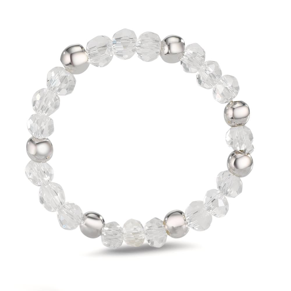 Finger ring rostfritt stål kristall vit, 3 mm