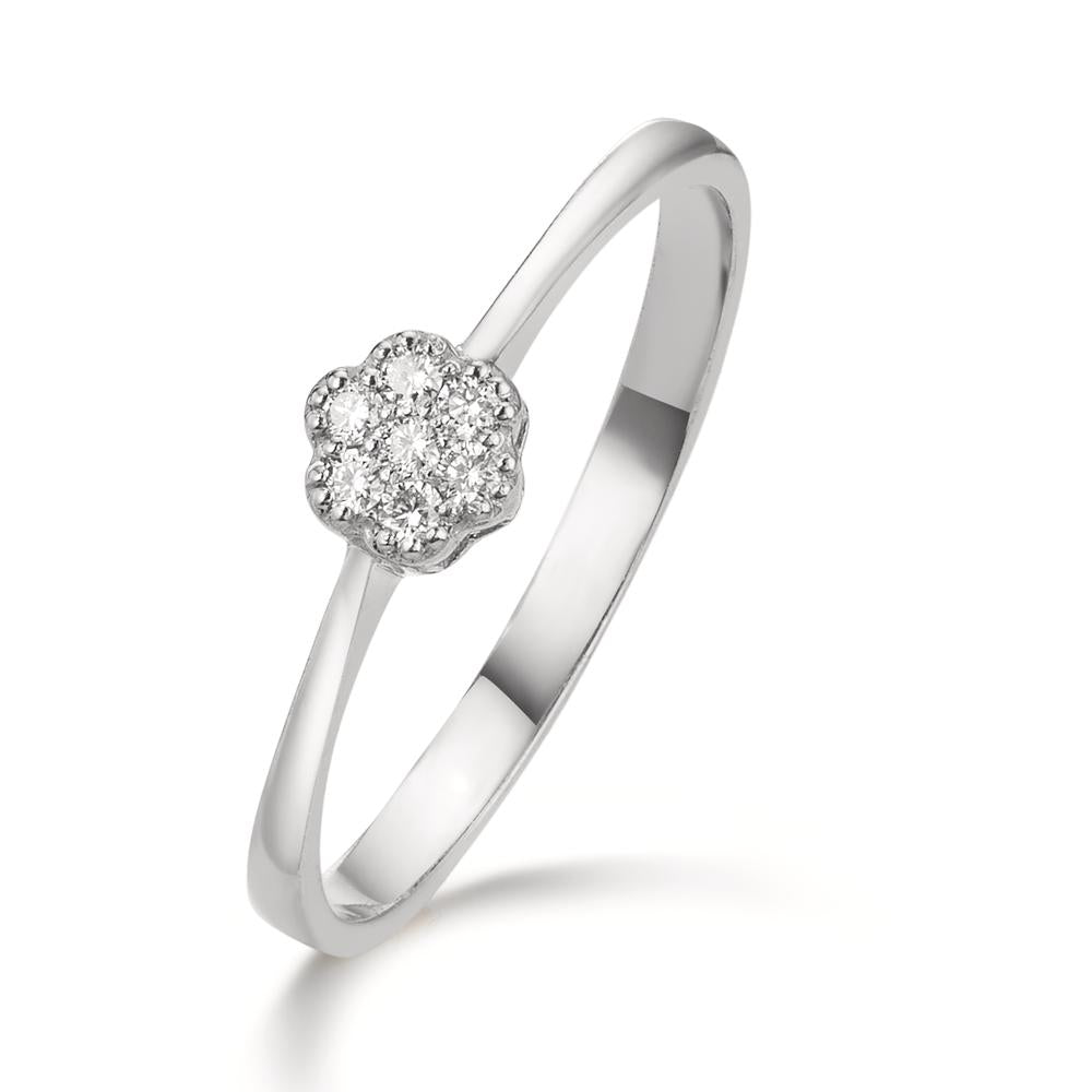 Finger ring 750/18 K vitguld diamant 0.06 ct, 7 stenar, w-si