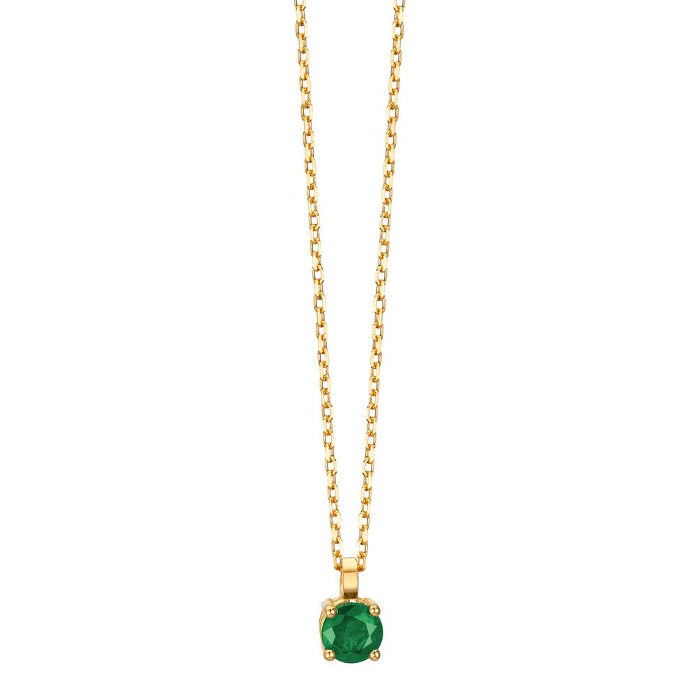 Collier 750/18 K gult guld smaragd 0.22 ct 42 cm