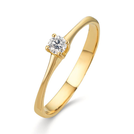 Solitärring 750/18 K gult guld diamant 0.09 ct, w-si