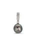 Hängsmycke Silver Zirkoniumoxid 20 stenar rodiumpläterad Tahitisk pärla 10-11 mm