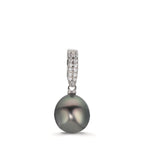 Hängsmycke Silver Zirkoniumoxid 20 stenar rodiumpläterad Tahitisk pärla 10-11 mm