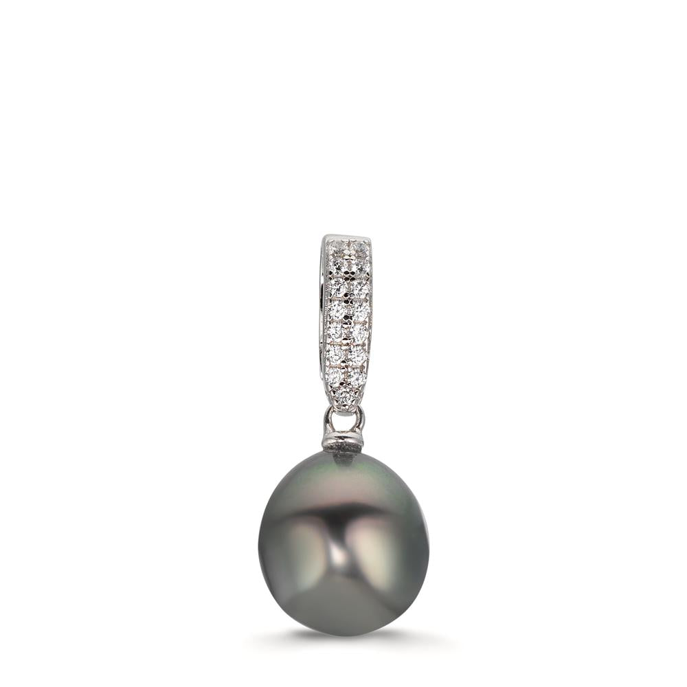 Hängsmycke Silver Zirkoniumoxid 20 stenar rodiumpläterad Tahitisk pärla 10-11 mm