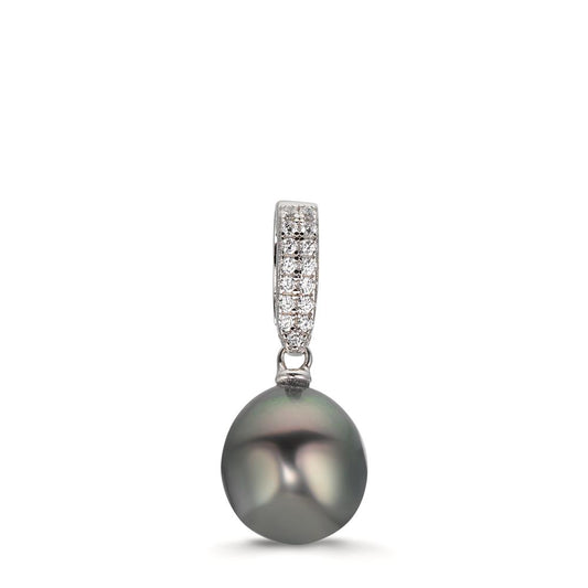 Hängsmycke Silver [Zirkonia] 20 stenar [Tahitiperle] 10-11 mm