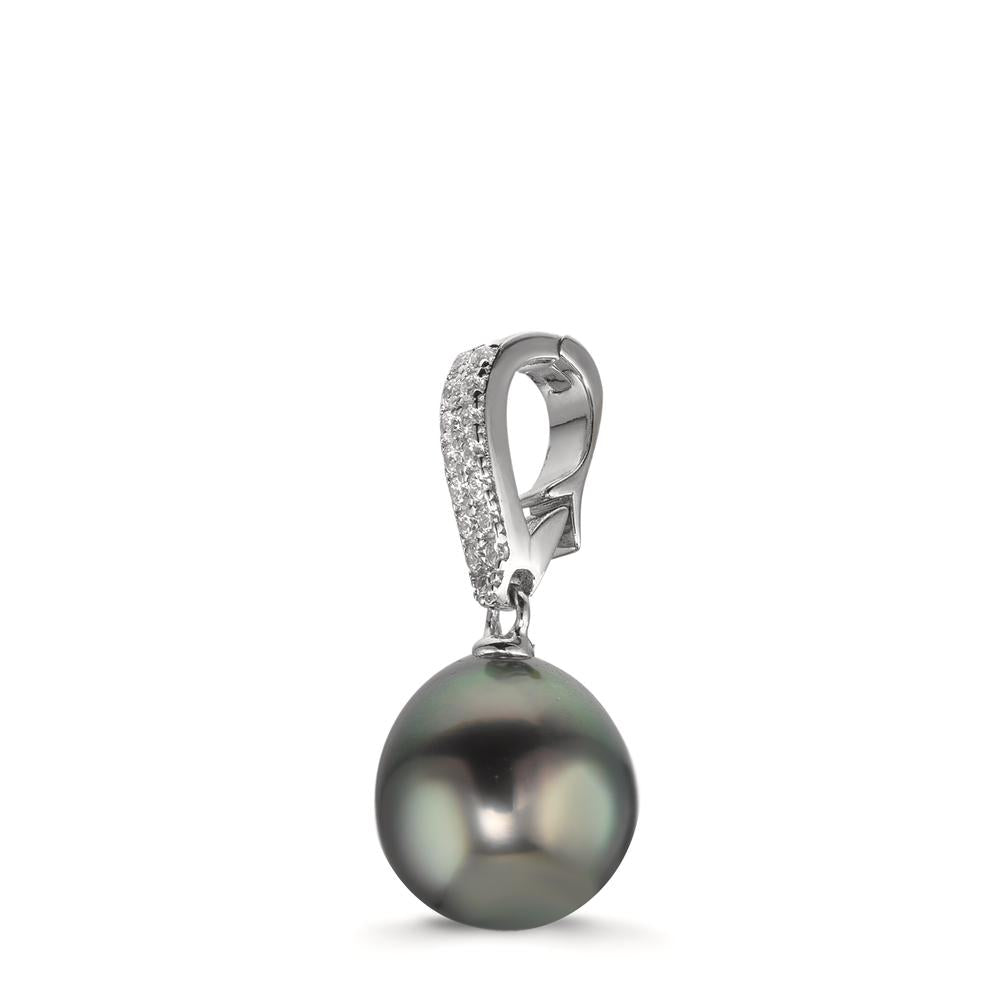Hängsmycke Silver Zirkoniumoxid 20 stenar rodiumpläterad Tahitisk pärla 10-11 mm