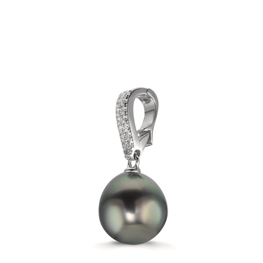 Hängsmycke Silver [Zirkonia] 20 stenar [Tahitiperle] 10-11 mm