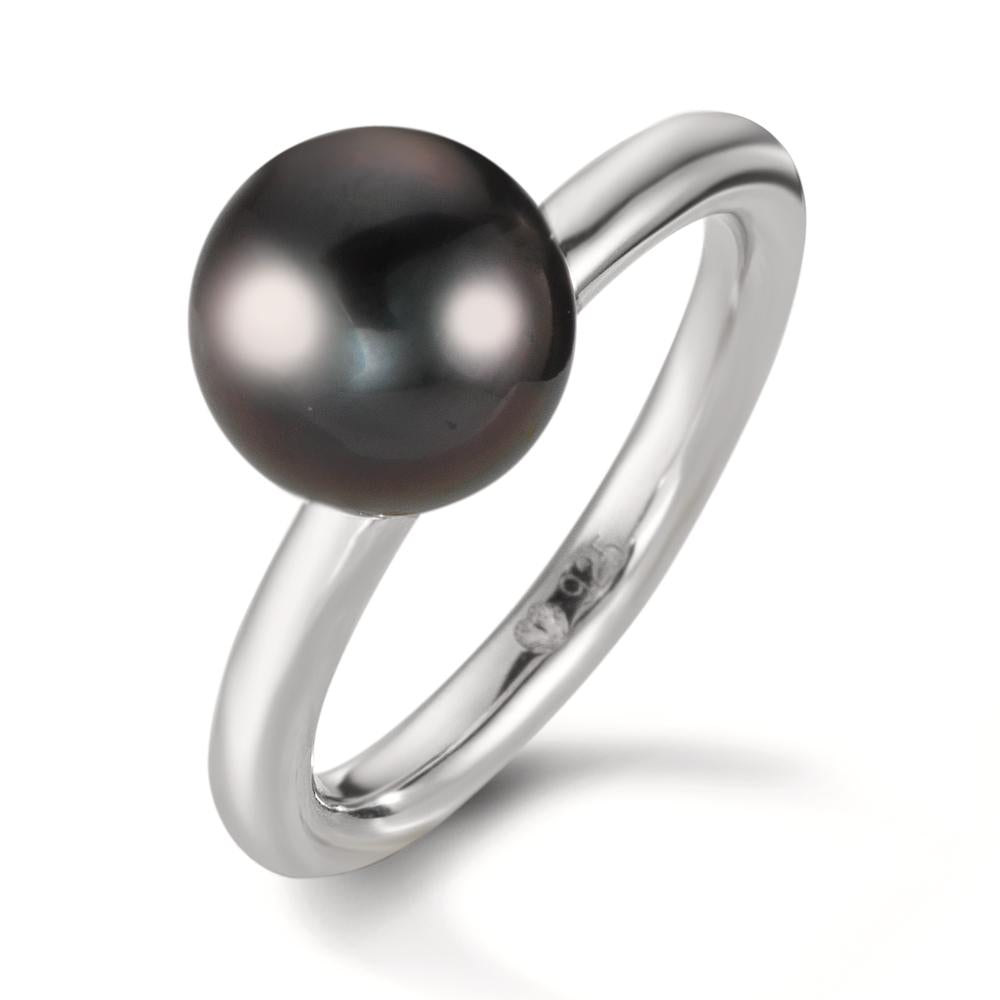 Finger ring Silver rodiumpläterad Tahitisk pärla 8-9 mm