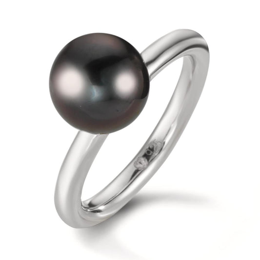 Finger ring Silver rodiumpläterad Tahitisk pärla 8-9 mm