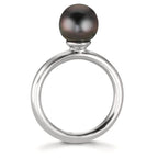 Finger ring Silver rodiumpläterad Tahitisk pärla 8-9 mm