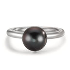 Finger ring Silver rodiumpläterad Tahitisk pärla 8-9 mm