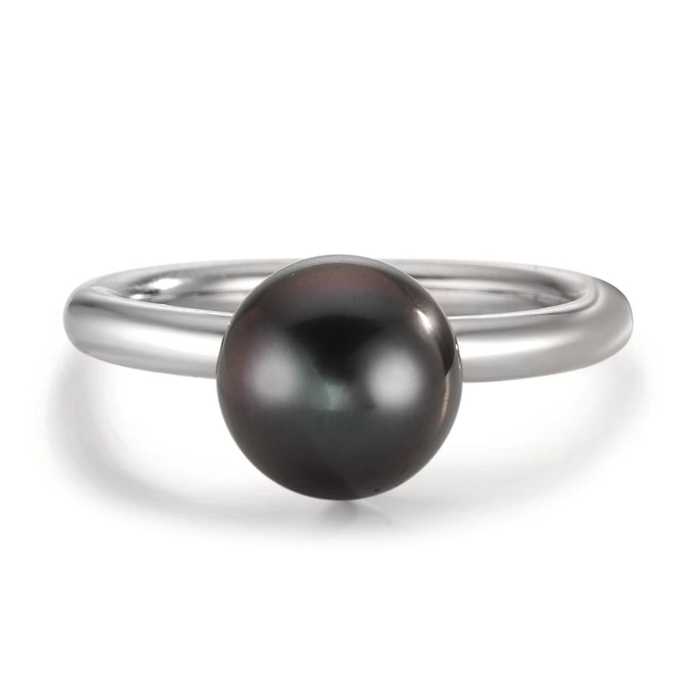 Finger ring Silver rodiumpläterad Tahitisk pärla 8-9 mm