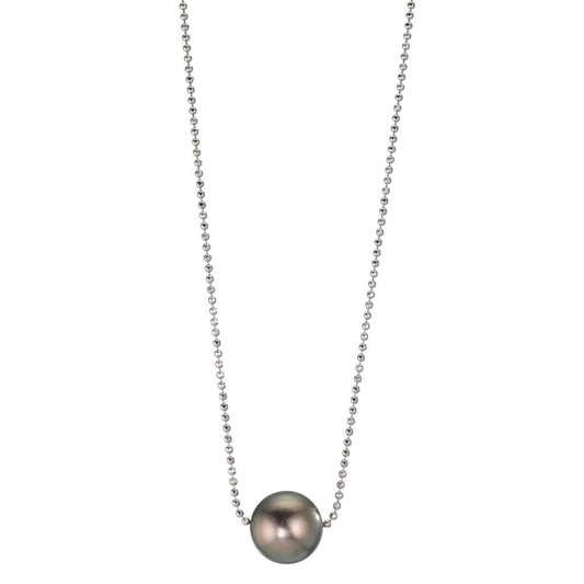 Collier Silver rodiumpläterad Tahitisk pärla, 10 mm 38-50 cm