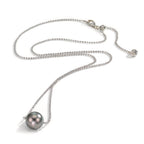 Collier Silver rodiumpläterad Tahitisk pärla, 10 mm 38-50 cm