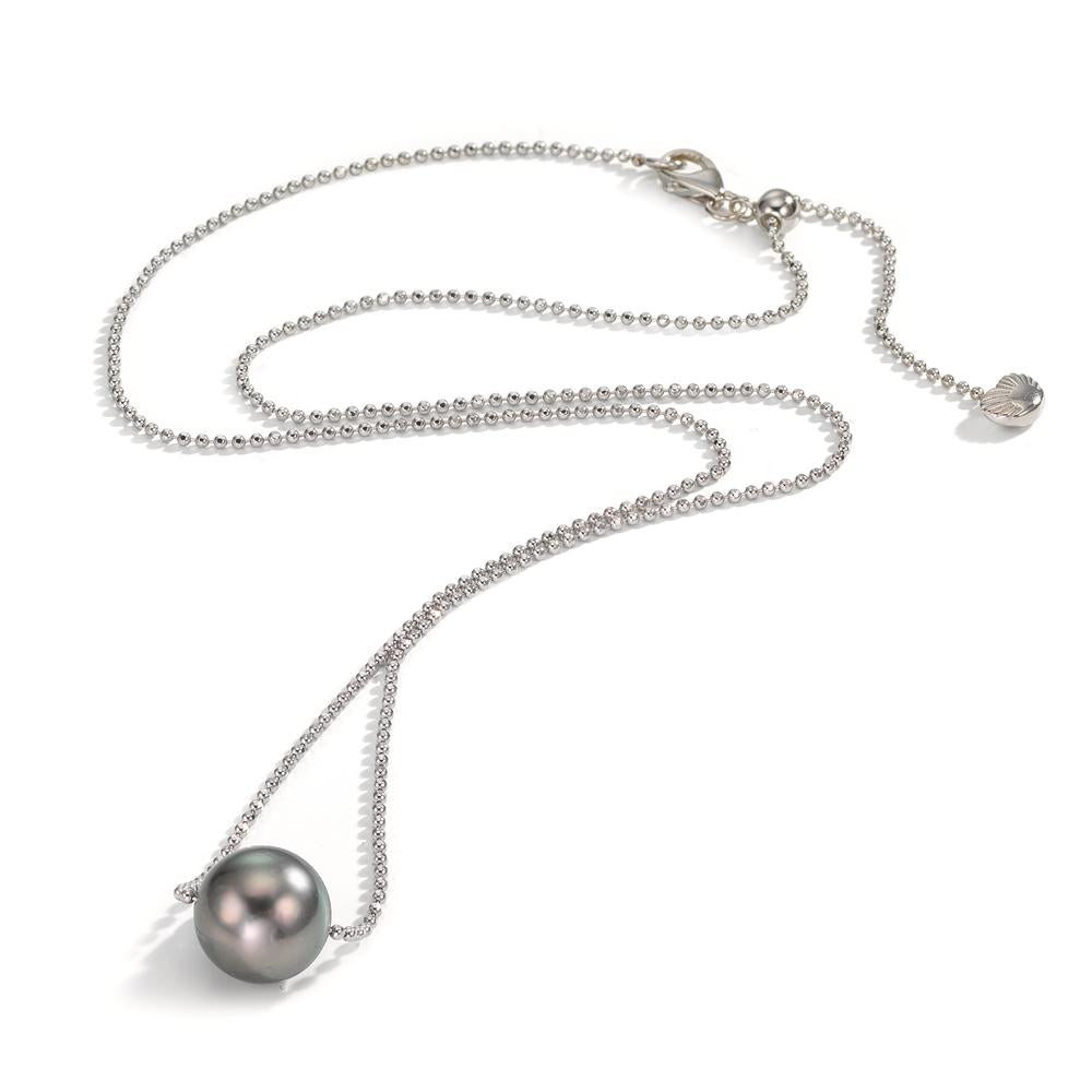 Collier Silver rodiumpläterad Tahitisk pärla, 10 mm 38-50 cm