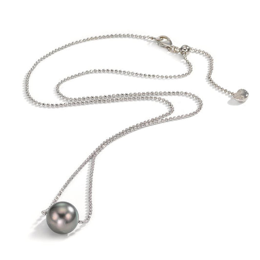 Collier Silver rodiumpläterad Tahitisk pärla, 10 mm 38-50 cm