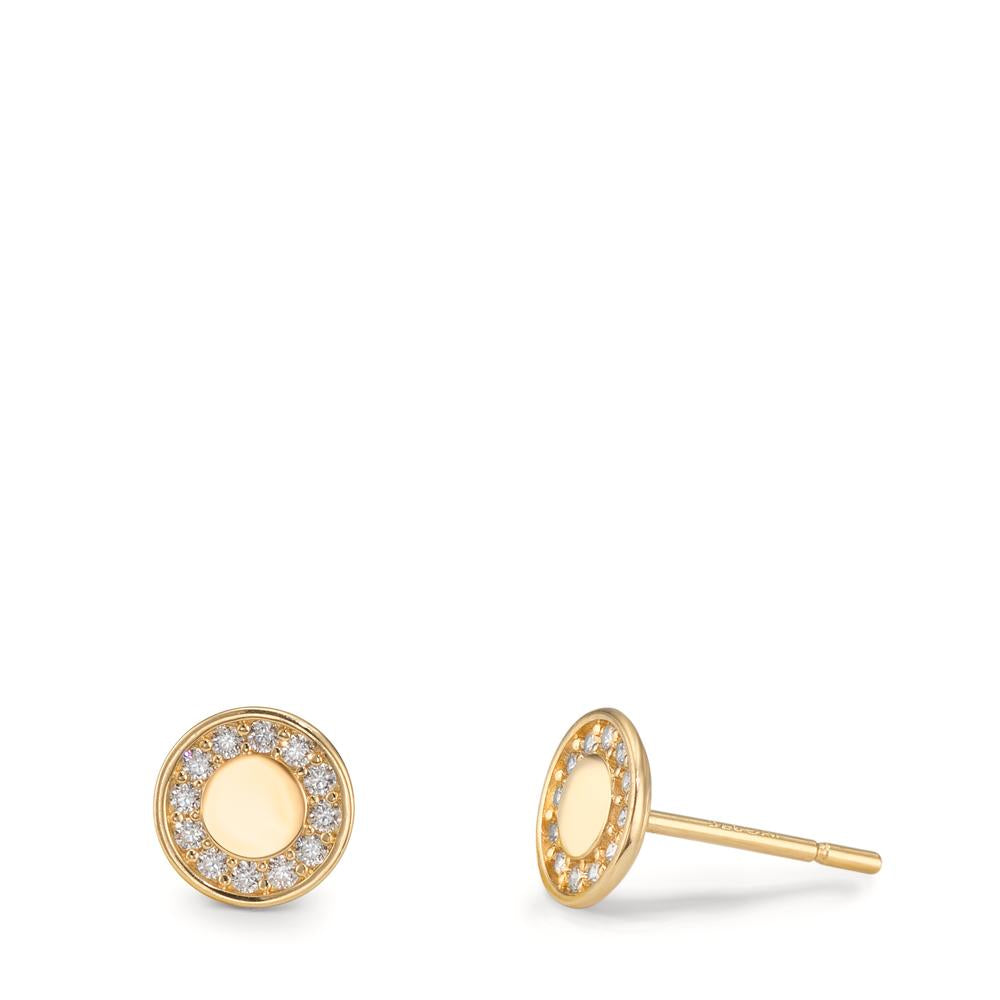 Örhängen med knoppar 375/9 K gult guld Zirkoniumoxid Ø6 mm