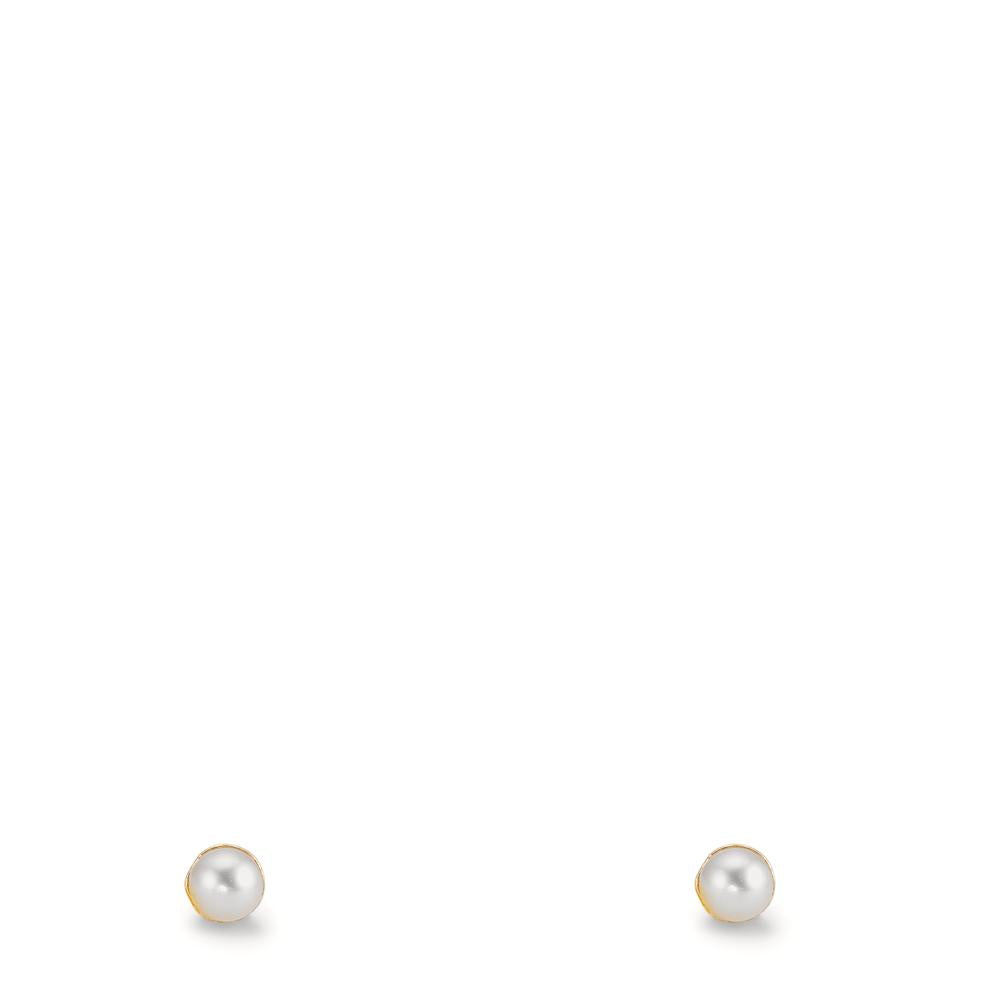 Örhängen med knoppar 375/9 K gult guld glänsande pärlor, 2 Pärlor 2-2.5 mm