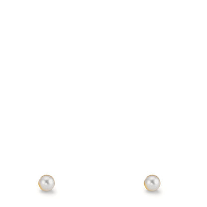 Örhängen med knoppar 375/9 K gult guld glänsande pärlor, 2 Pärlor 2-2.5 mm