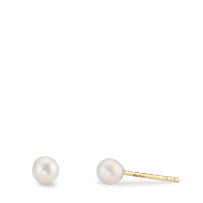 Örhängen med knoppar 375/9 K gult guld glänsande pärlor, 2 Pärlor 4-4.5 mm