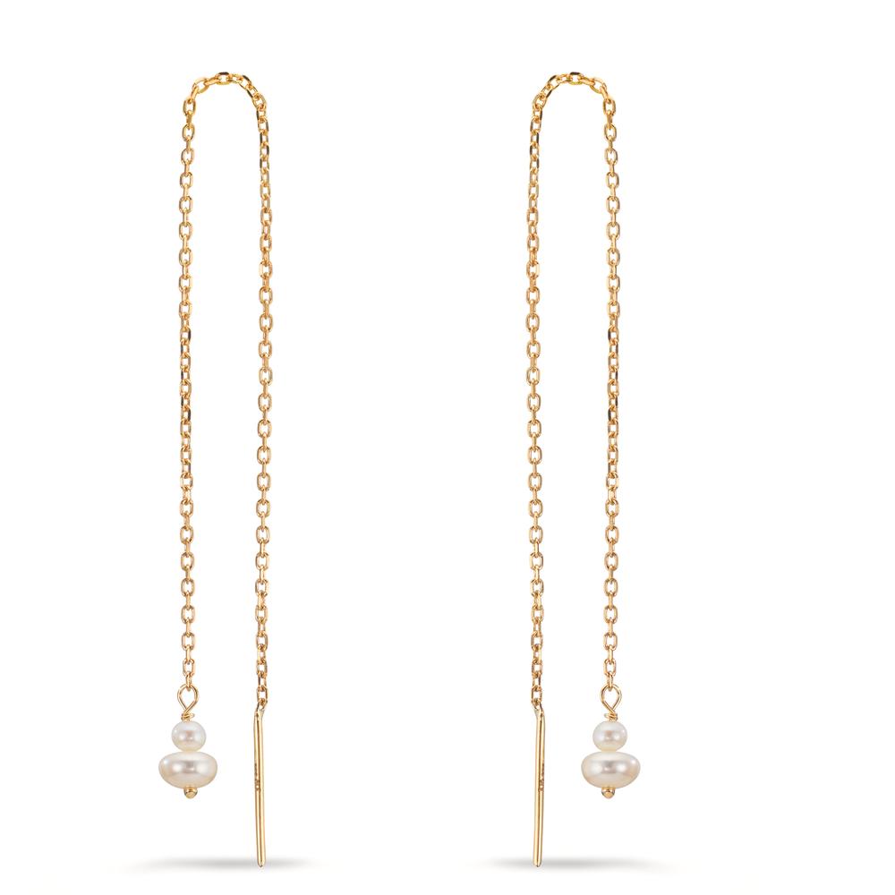 Genomdragbara örhängen 375/9 K gult guld Sötvattensodlad pärla, 4 Pärlor 2.5-4 mm