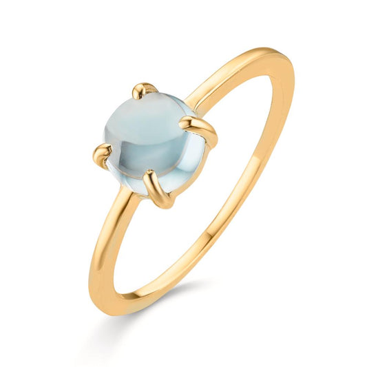 Finger ring 375/9 K gult guld topas ljusblå, 5.5 mm