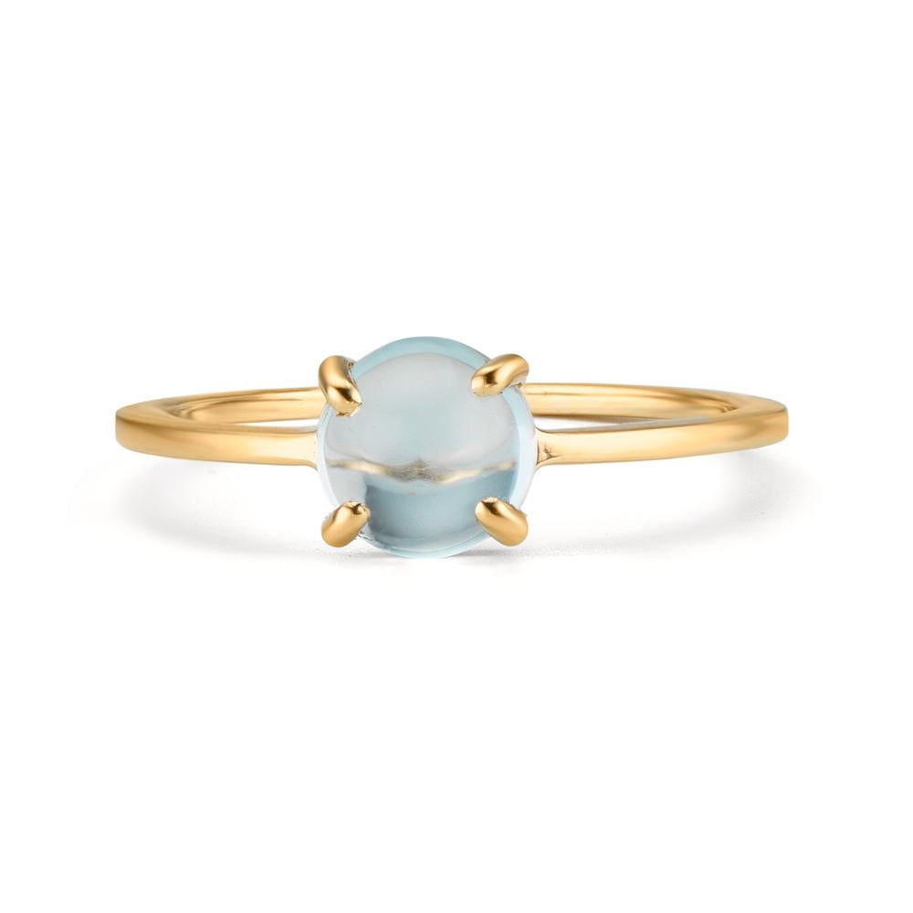 Finger ring 375/9 K gult guld topas ljusblå, 5.5 mm