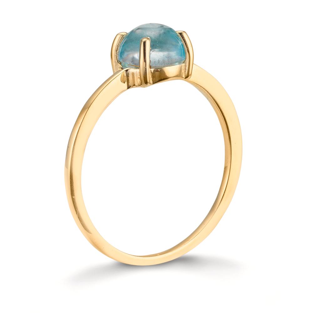 Finger ring 375/9 K gult guld topas ljusblå, 5.5 mm