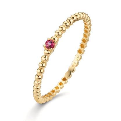 Finger ring 375/9 K gult guld topas rosa