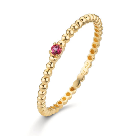 Finger ring 375/9 K gult guld topas rosa