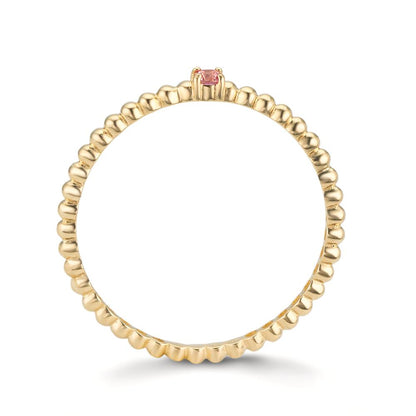 Finger ring 375/9 K gult guld topas rosa