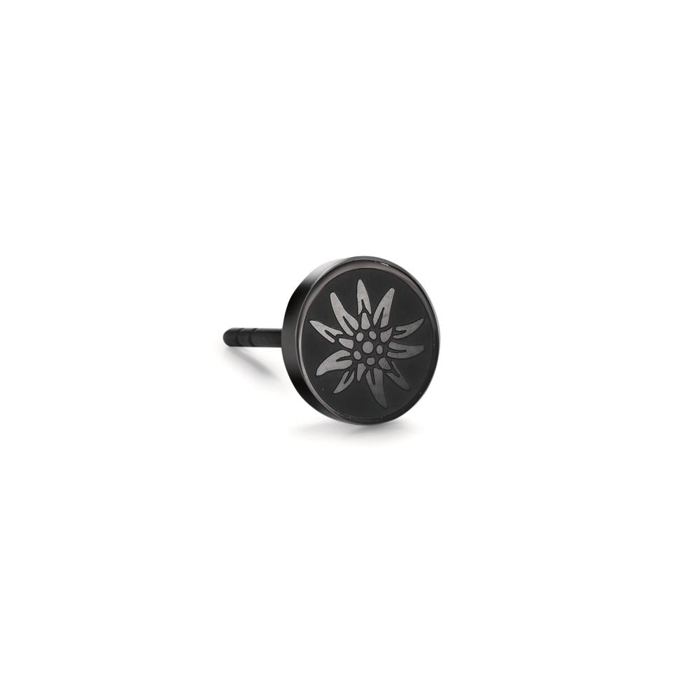 Örhängen 1 st rostfritt stål svart IP-belagd Edelweiss Ø8 mm