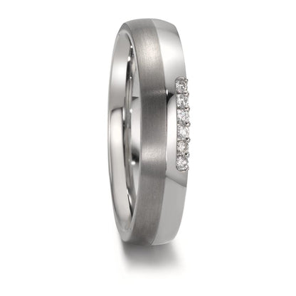 Partnerring rostfritt stål, titan diamant 0.09 ct, 6 stenar, w-si